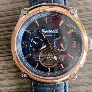 NWT Ingersoll Michigan Automatic Rose gold with navy straps